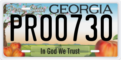 GA license plate PRO0730