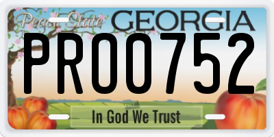 GA license plate PRO0752