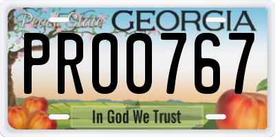 GA license plate PRO0767