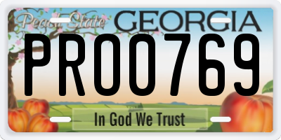 GA license plate PRO0769