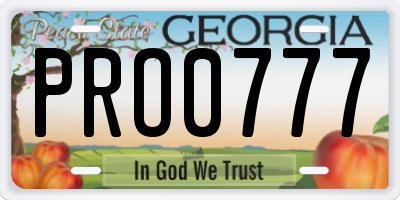 GA license plate PRO0777