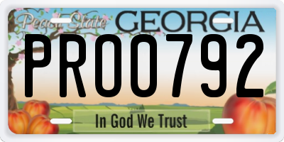 GA license plate PRO0792