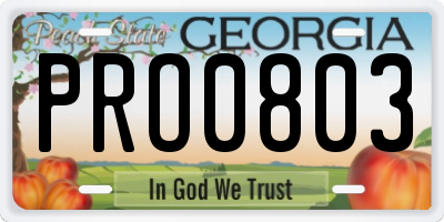 GA license plate PRO0803