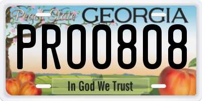 GA license plate PRO0808