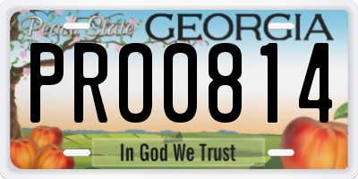 GA license plate PRO0814