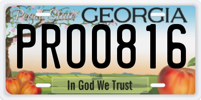 GA license plate PRO0816