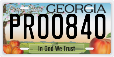 GA license plate PRO0840