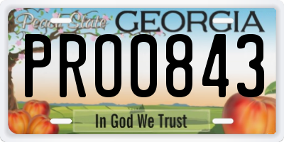 GA license plate PRO0843