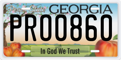 GA license plate PRO0860