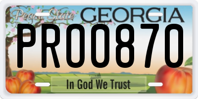 GA license plate PRO0870