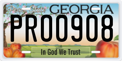 GA license plate PRO0908
