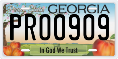 GA license plate PRO0909