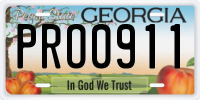 GA license plate PRO0911