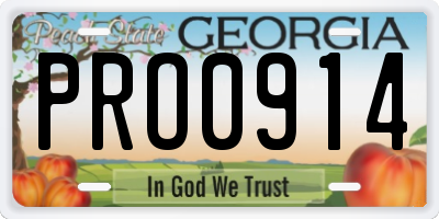 GA license plate PRO0914