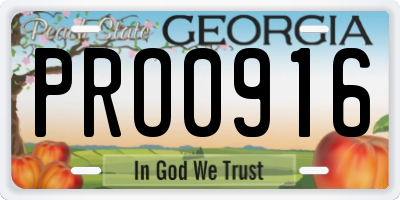 GA license plate PRO0916
