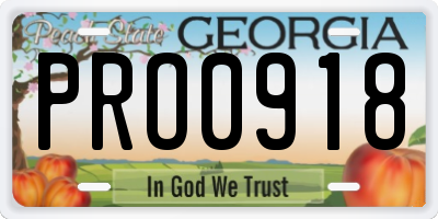 GA license plate PRO0918