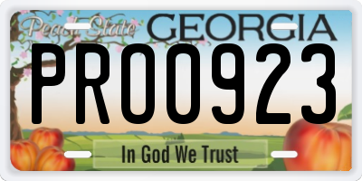 GA license plate PRO0923