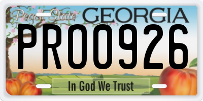 GA license plate PRO0926