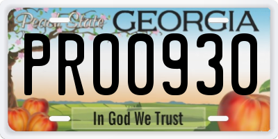 GA license plate PRO0930
