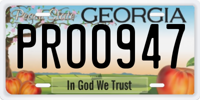 GA license plate PRO0947