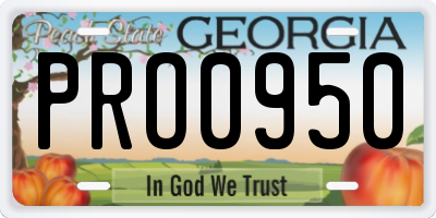 GA license plate PRO0950