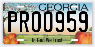 GA license plate PRO0959