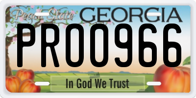 GA license plate PRO0966