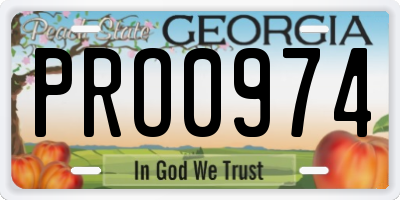 GA license plate PRO0974