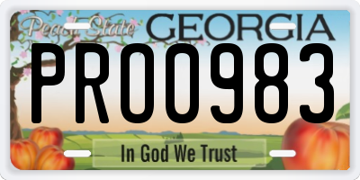 GA license plate PRO0983