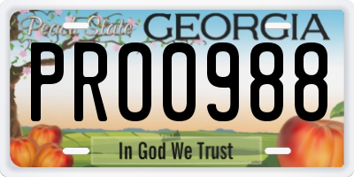 GA license plate PRO0988
