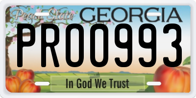 GA license plate PRO0993