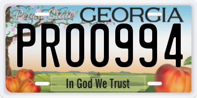 GA license plate PRO0994