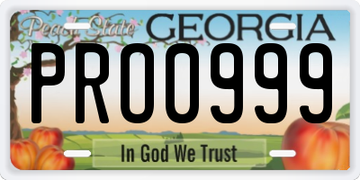 GA license plate PRO0999