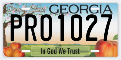 GA license plate PRO1027