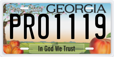 GA license plate PRO1119