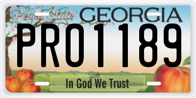 GA license plate PRO1189