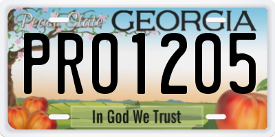 GA license plate PRO1205