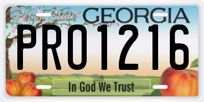 GA license plate PRO1216