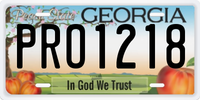 GA license plate PRO1218