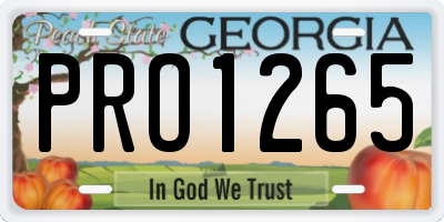 GA license plate PRO1265
