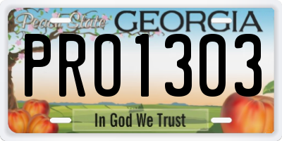GA license plate PRO1303