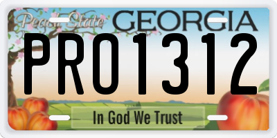 GA license plate PRO1312