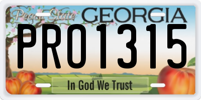 GA license plate PRO1315