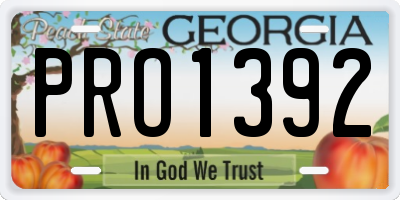 GA license plate PRO1392