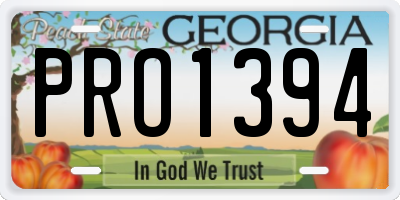 GA license plate PRO1394