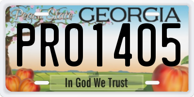 GA license plate PRO1405