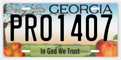 GA license plate PRO1407