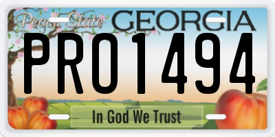 GA license plate PRO1494