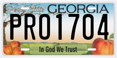 GA license plate PRO1704