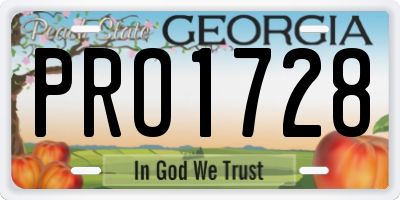 GA license plate PRO1728